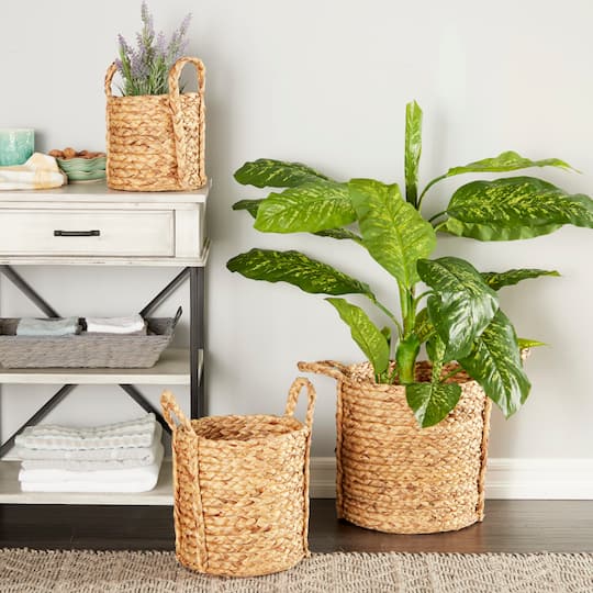 Natural Seagrass Basket Planter Set